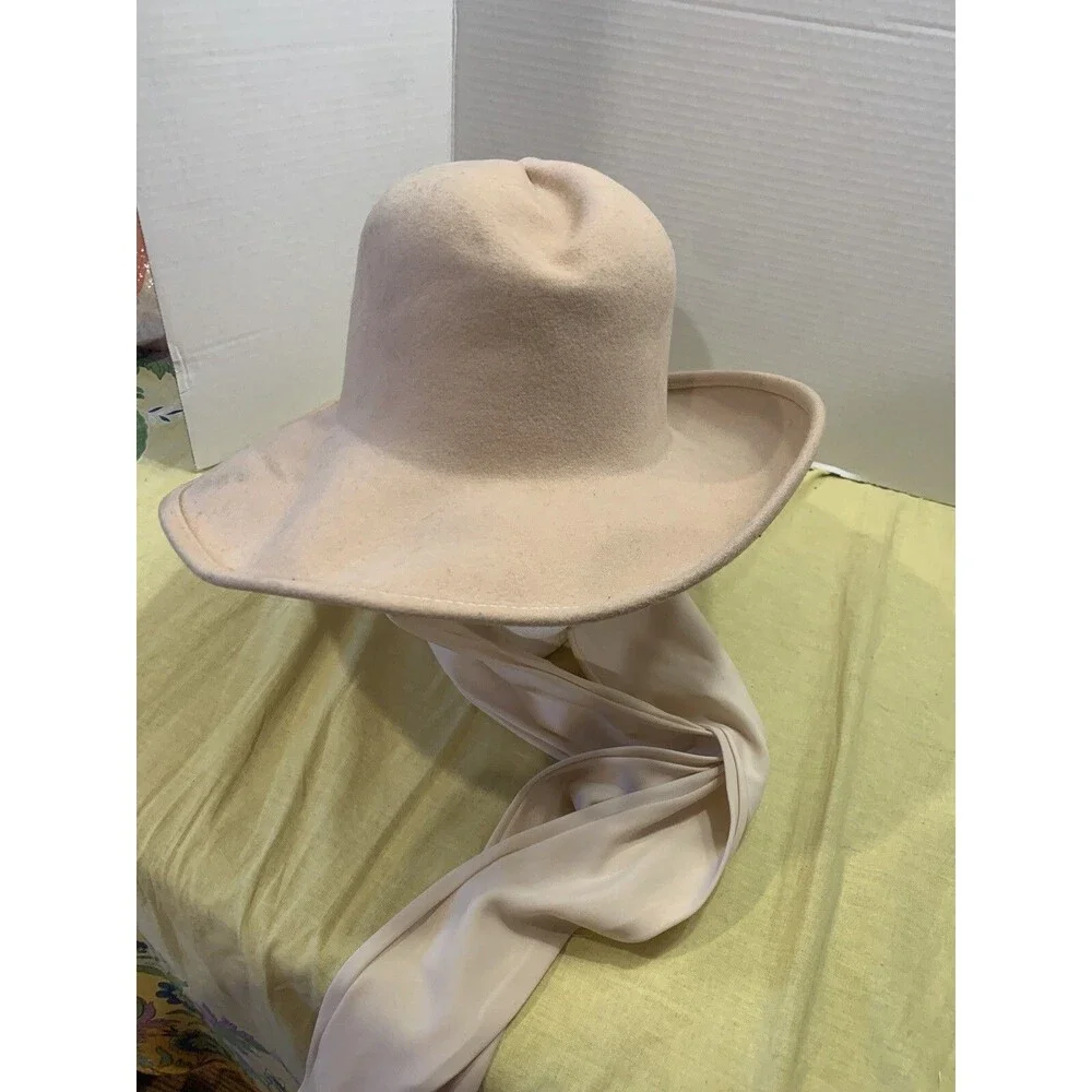 Women's Vintage Georgi Felt Hat With Scarf Needs A Little TLC